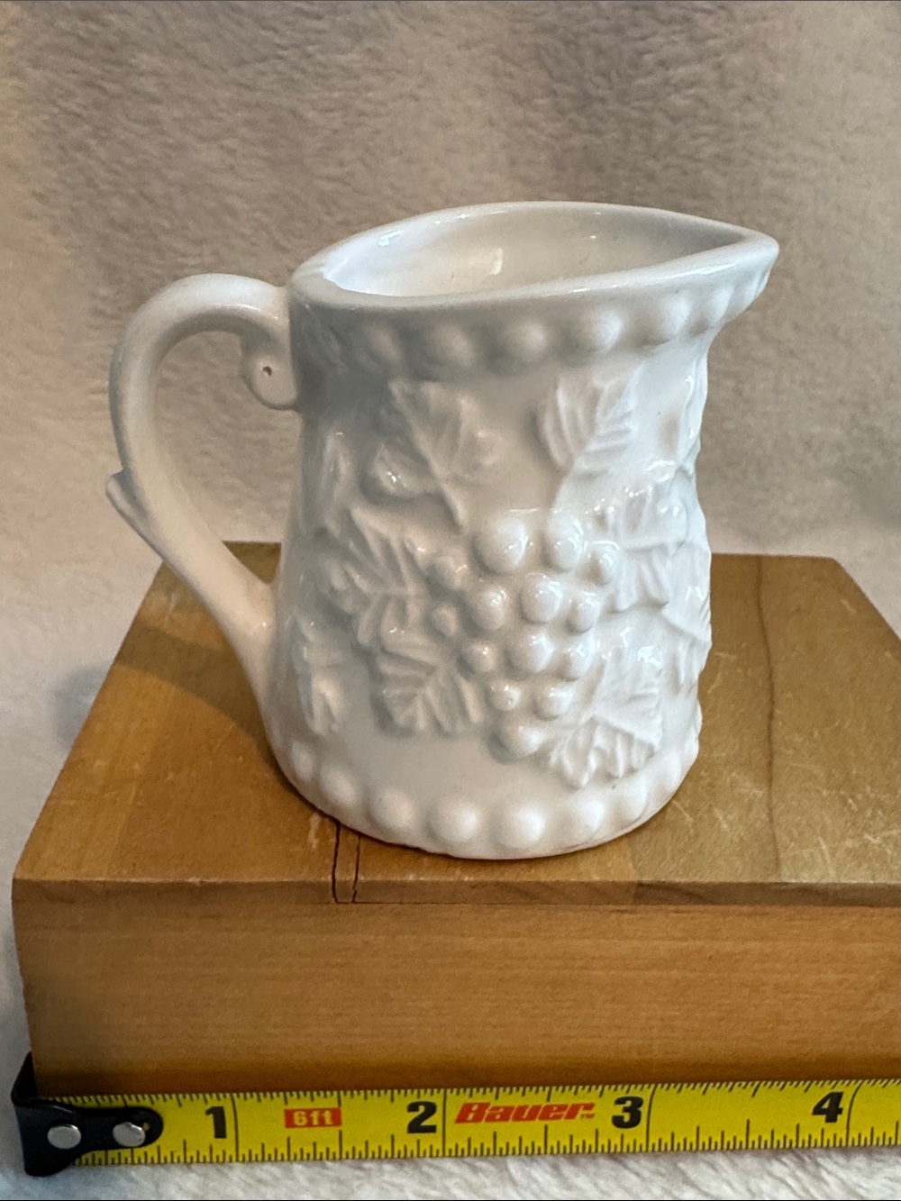Vintage Enesco Japan White Ceramic Grape 1/4 Measuring Cup Pitcher - Replacement